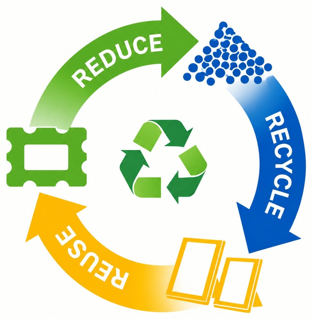 Reduce, recycle and reuse circular environmental diagram